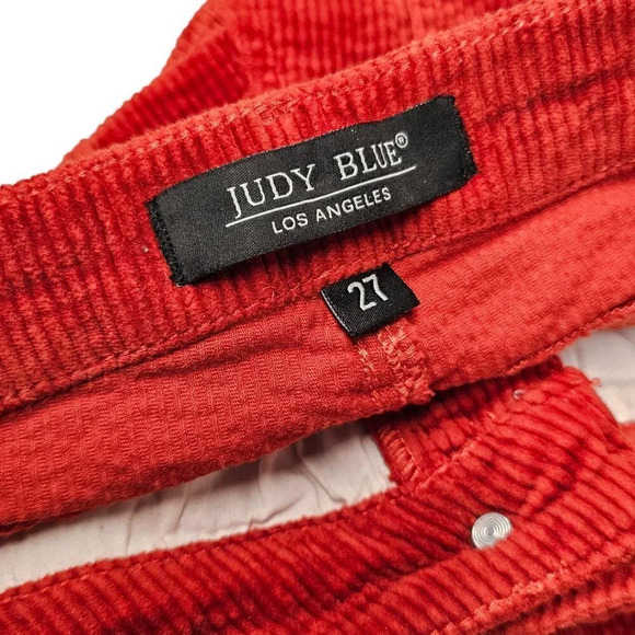Judy Blue Womens High Rise Slim  Fit Corduroy Cargo Jean Pants Size 27 Orange - Picture 7 of 9